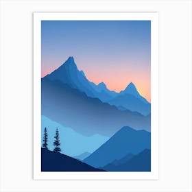 Misty Mountains Vertical Composition In Blue Tone 61 Art Print