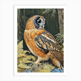 Australian Masked Owl Relief Illustration 1 Art Print