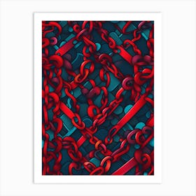 Red Chain Link Pattern Art Print