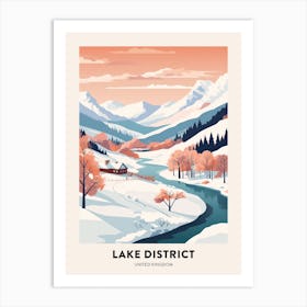 Vintage Winter Travel Poster Lake District United Kingdom 6 Art Print