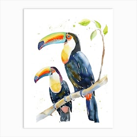 Toucans Colorful Illustration Art Print