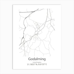 Godalming,United Kingdom Minimalist Map Art Print