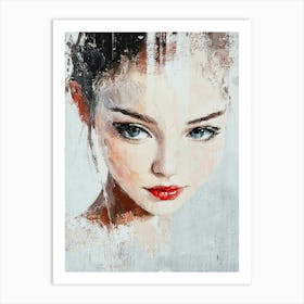 Girl With Red Lipstick Art Print