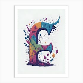 Colorful Letter F Illustration 40 Art Print