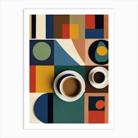 Coffee And Geometric Shapes Art Print