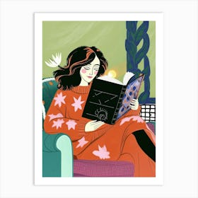 Girl Reading A Book 1 Art Print