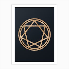 Geometric Gold Glyph on Dark Teal n.0113 Art Print