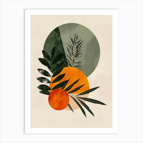 Abstract Oranges And Leaves Canvas Print Art Print