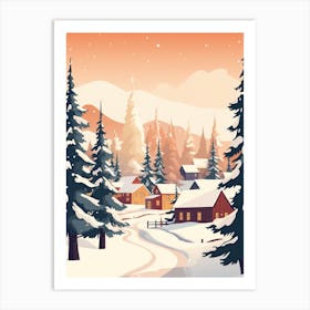 Vintage Winter Travel Illustration Lapland Finland 4 Art Print