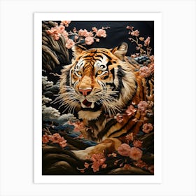 Tiger In Bloom 2 Art Print