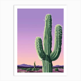 Cactus At Sunset Art Print