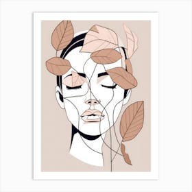 Woman With Leaves On Her Face 4 Art Print