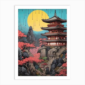 Yamadera Temple, Japan Vintage Travel Art 4 Art Print