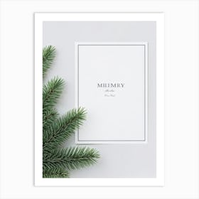 Minimalist Christmas Card Featuring Elegant Subtlety With Delicate White Ornaments Nestled Among T Art Print