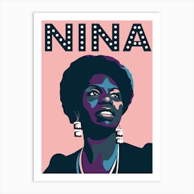 Nina Simone Jazz Icon Pink Art Print