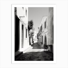 Rhodes, Greece, Mediterranean Black And White Photography Analogue 1 Art Print