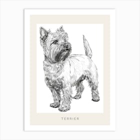 Cute Terrier Line Sketch Poster Art Print