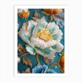 Flower Embroidery Art Print