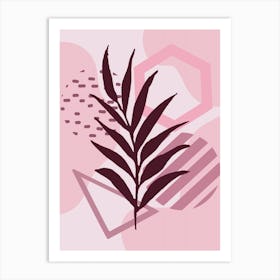 Palm Leaf On A Pink Background Art Print