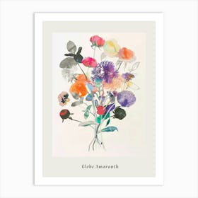 Globe Amaranth Collage Flower Bouquet Poster Art Print