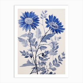 Blue Botanical Asters 6 Art Print