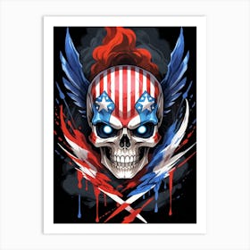 American Flag Floral Face Evil Death Skull (19) Art Print