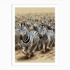 Zebras Running Art Print