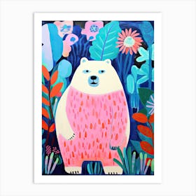 Cute Polar Bear In The Jungle, Matisse Inspired Art Print