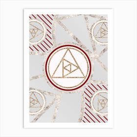 Geometric Abstract Glyph in Festive Gold Silver and Red n.0049 Art Print