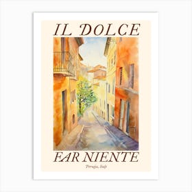 Il Dolce Far Niente Perugia, Italy Watercolour Streets 3 Poster Art Print