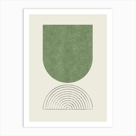 Arch Balance Mid-century Modern - Abstract Modern Minimalist Green 2 Art Print