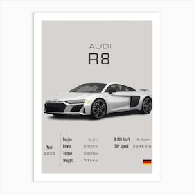 Audi R8 2022 V10 Art Print