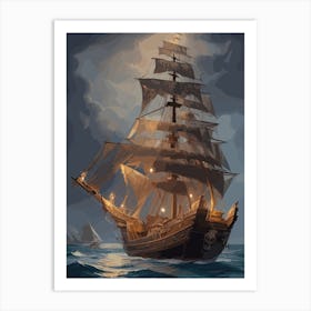 Ship Set Sails Art Print