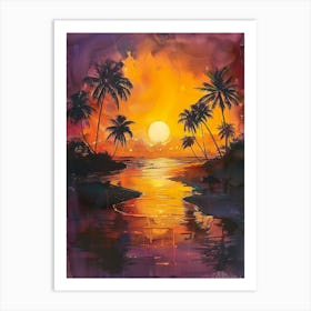 Sunset At The Beach 30 Art Print