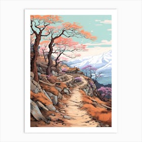 Poon Hill Trek Nepal Hike Illustration Art Print
