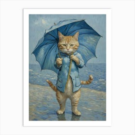 Cat On The Beach Art Print