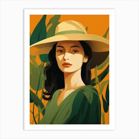 Portrait Of A Woman In A Hat 2 Art Print