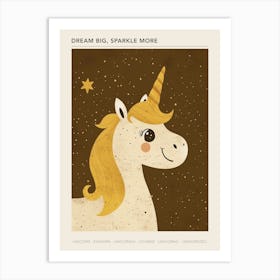 Cute Starry Unicorn Muted Pastels 1 Poster Art Print