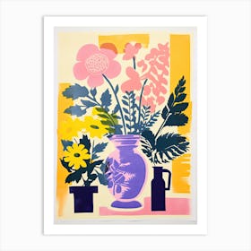 Colourful Flower Still Life Risograph Style 11 Art Print