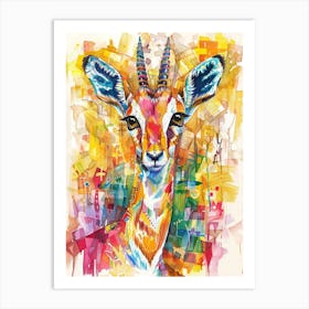 Gazelle Colourful Watercolour 4 Art Print