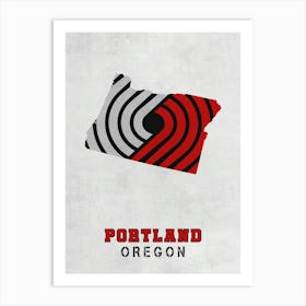 Portland Trail Blazers Portland Oregon State Map Art Print