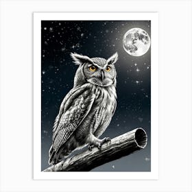 Owl At Night Art Print