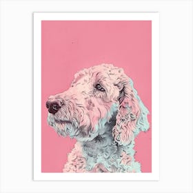Pastel Watercolour Curly Coated Retriever Dog Line Illustration 1 Art Print