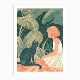 Girl With Cat 8 Art Print