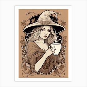 Witch With A Cup Of Coffee 3 Art Print