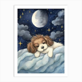 Baby Puppy 3 Sleeping In The Clouds Art Print