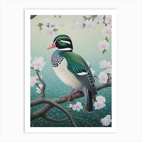 Ohara Koson Inspired Bird Painting Wood Duck 2 Art Print