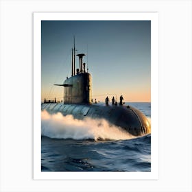 Submarine In The Ocean-Reimagined 3 Art Print