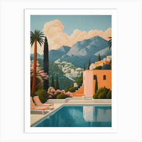 Poolside By The Amalfi Coast Art Print