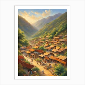 Village In The Mountains 1 Art Print